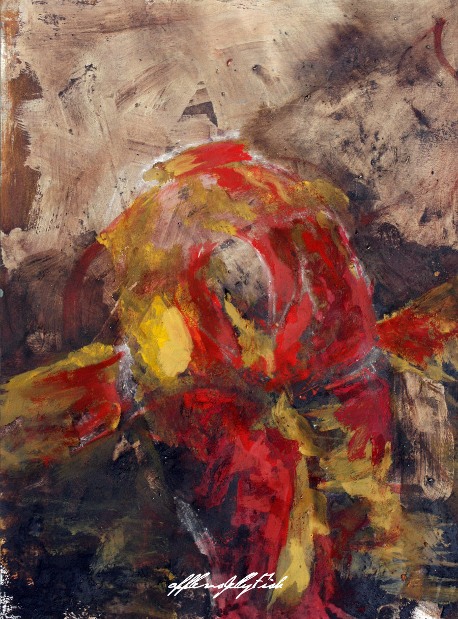 900x1214 Abstract Koi Fish Painting By Applevsjellyfish - Abstract Koi Fish Painting