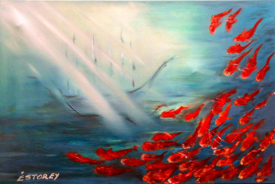 900x602 Abstract Koi Painting By Evon Du Toit - Abstract Koi Fish Painting