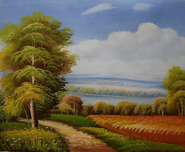 640x525 Hand Painted Modern Abstract Landscape Oil Painting On Canvas - Abstract Landscape Oil Painting