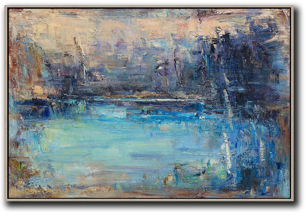 988x694 Hand Painted Horizontal Abstract Landscape Oil Painting On Canvas - Abstract Landscape Oil Painting