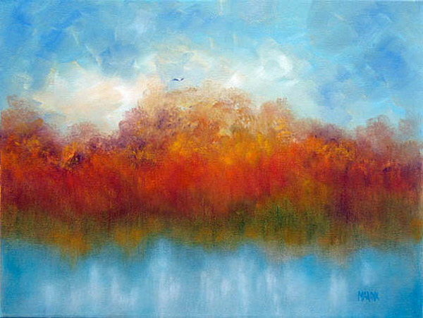 600x451 Marina Petro ~ Adventures In Daily Painting Autumn Moon - Abstract Landscape Oil Painting
