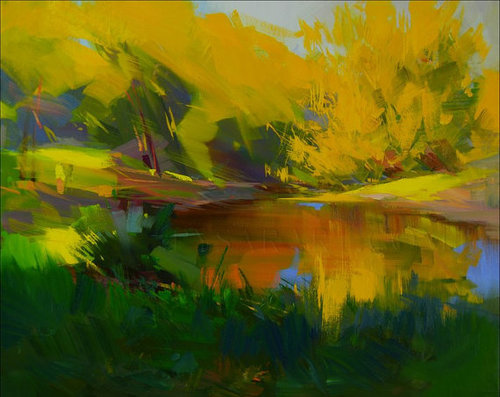 500x397 Abstract Landscape Painting Water Oil Painting By Pysarart - Abstract Landscape Oil Painting