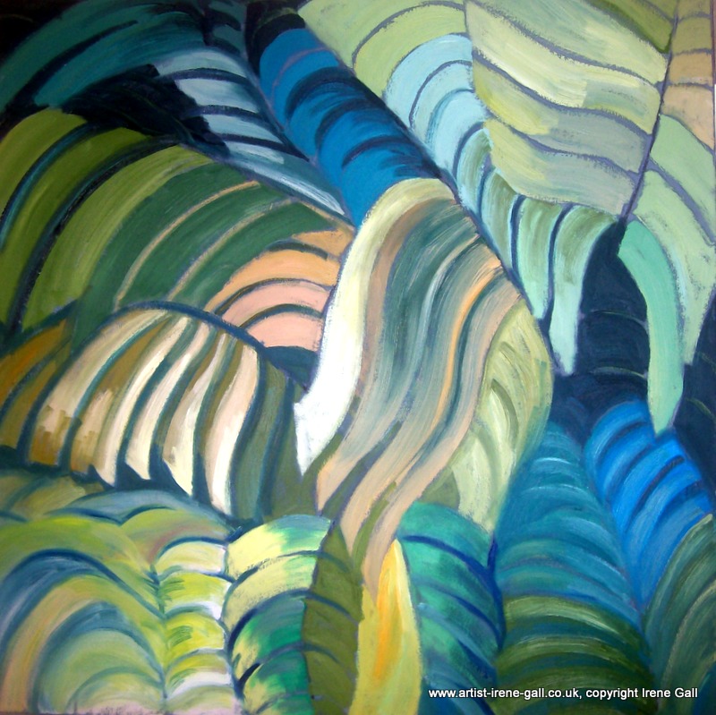 800x799 Artist Irene Gall, Thornhill, Dumfries, Scotland - Abstract Leaves Painting