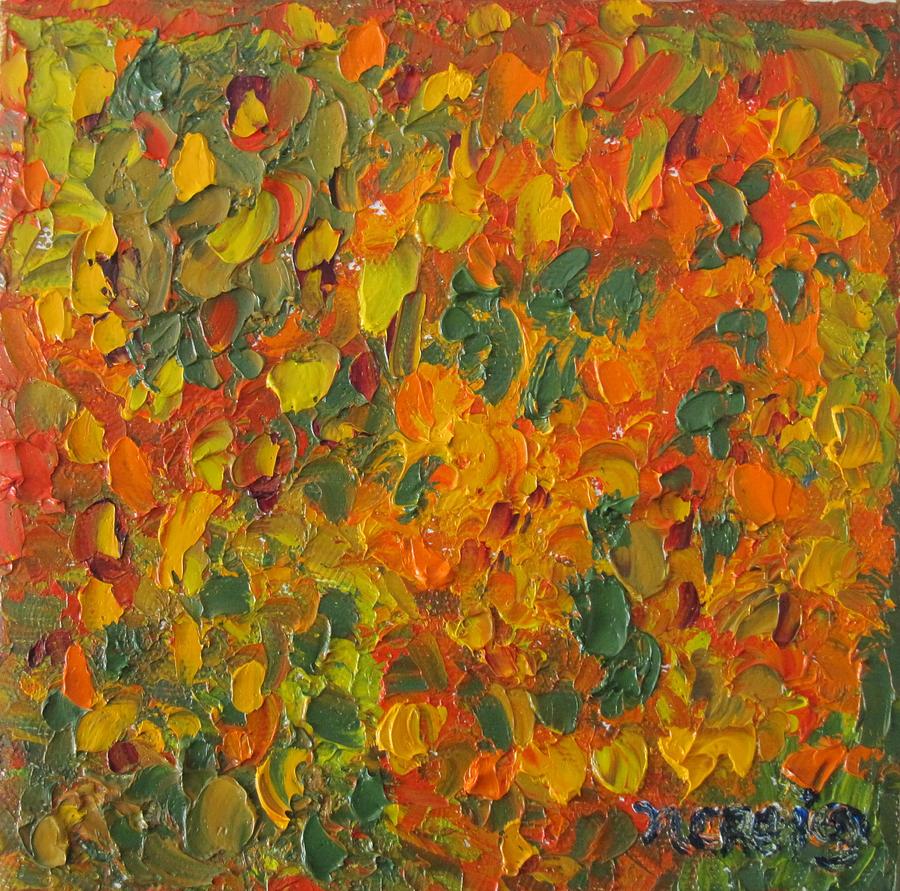 900x891 Autumn Leaves Abstract Painting By Nancy Craig - Abstract Leaves Painting