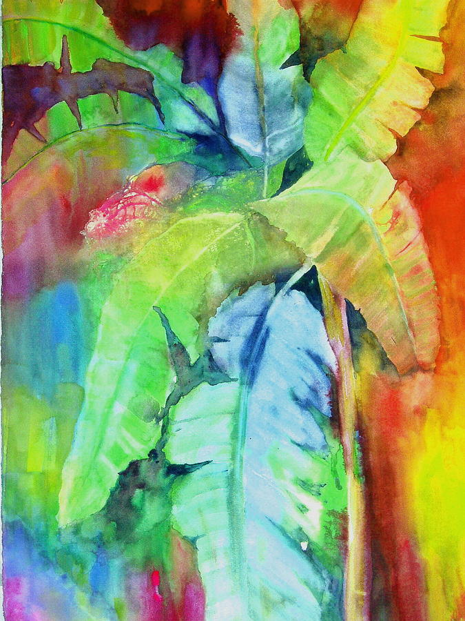 675x900 Banana Leaves Painting By Maritza Bermudez - Abstract Leaves Painting