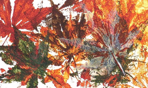 600x358 Painting Autumn Leaf Abstract Jubilee Maple Leaves Orange Yellow - Abstract Leaves Painting