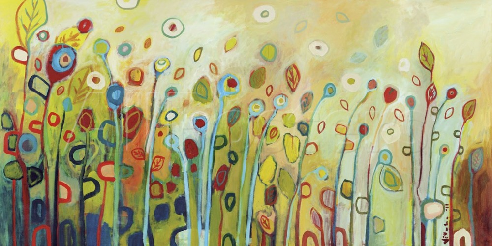 1000x500 Modern Flower Paintings Pumpkin Poppies Abstract Art Quality - Abstract Leaves Painting