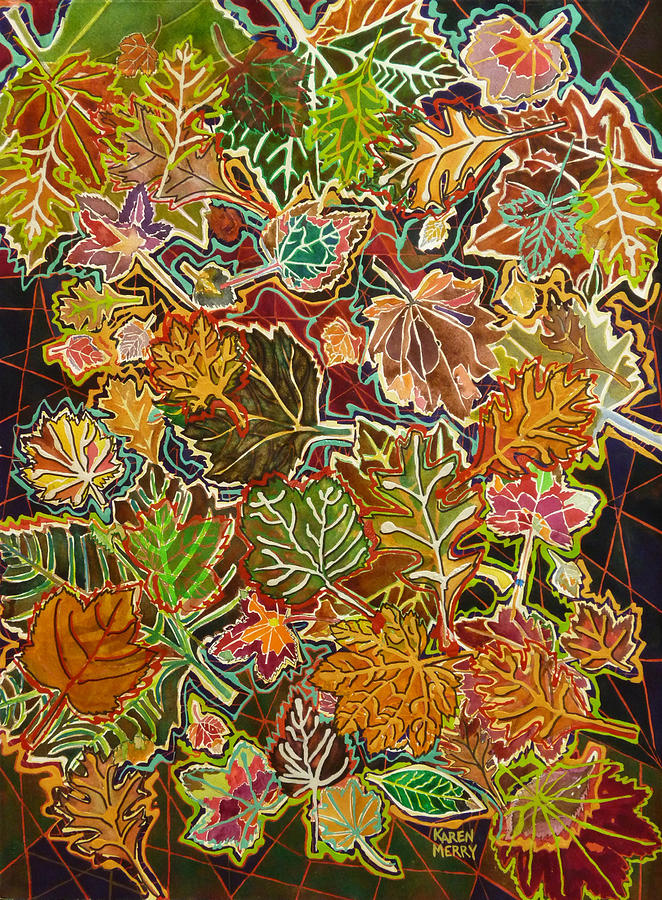 662x900 Abstract Leaves Painting By Karen Merry - Abstract Leaves Painting