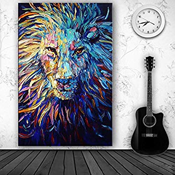 355x355 Orlco Art Hand Painted Abstract Lion Oil Painting - Abstract Lion Painting