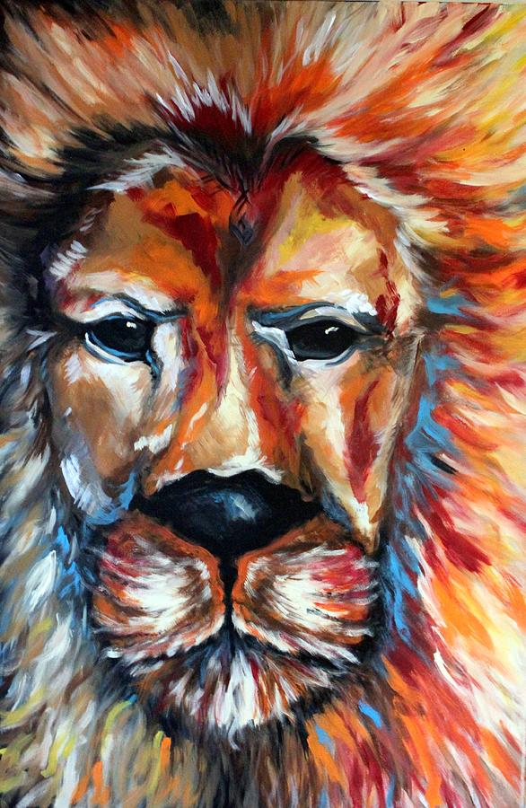 586x900 Lion - Abstract Lion Painting