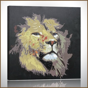 350x350 Thick Texture 100% Handmade Modern Abstract Acrylic Wild Animal - Abstract Lion Painting