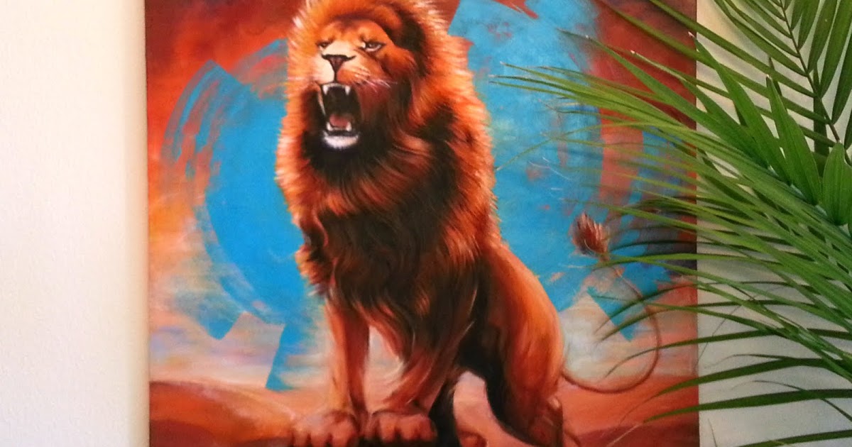 1200x630 Joy Of Art By Marina Joy Original Lion's Roar Painting - Abstract Lion Roar Painting