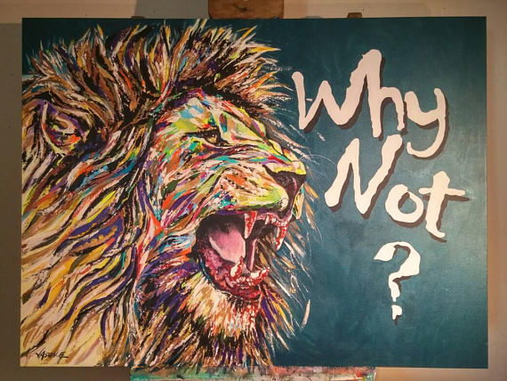 570x428 Lion Modern Art Abstract Oil Painting Wildlife King - Abstract Lion Roar Painting