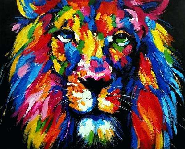 600x483 Lion Painting Lions Roar Painting Lions Roar By Rainbow Lion - Abstract Lion Roar Painting
