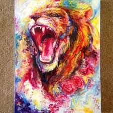 225x225 12 Best Art Images On Lion, Patterns And Art Print - Abstract Lion Roar Painting
