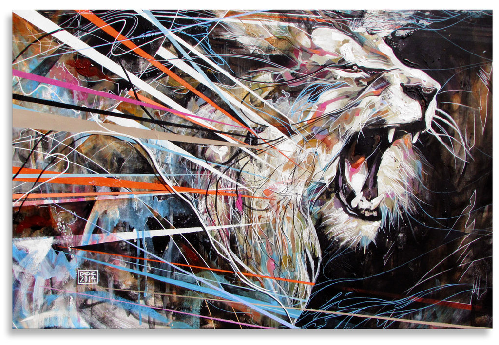 1024x709 Roaring Lion By Art By Doc - Abstract Lion Roar Painting