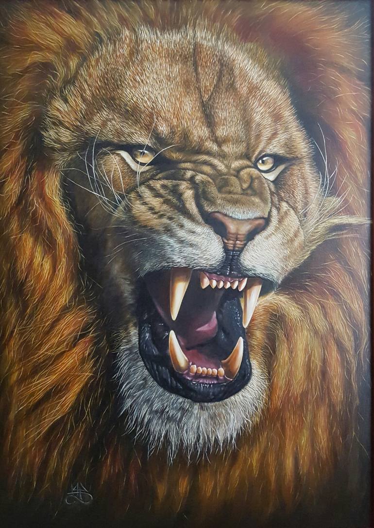 770x1087 Saatchi Art Lion Roar Painting By Alexandru - Abstract Lion Roar Painting