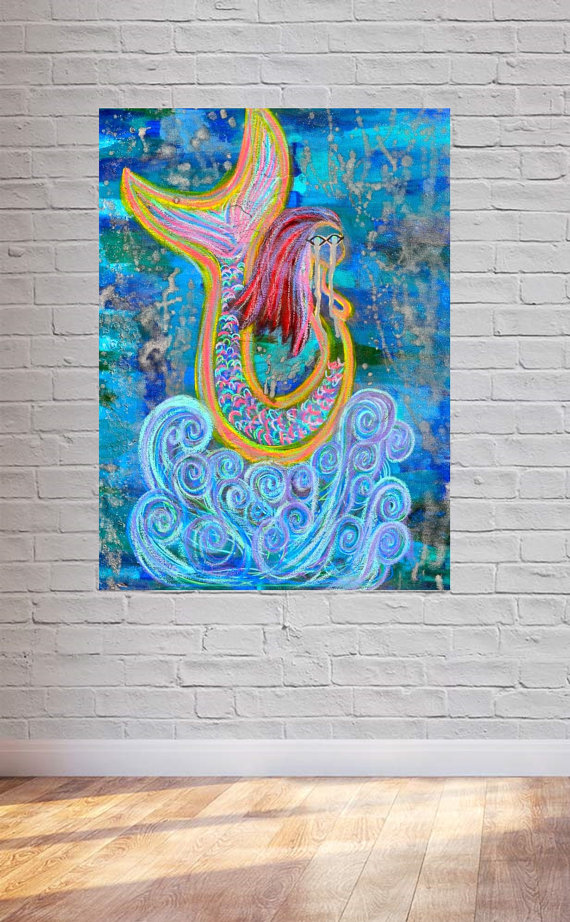 570x922 Original Mermaid - Abstract Mermaid Painting