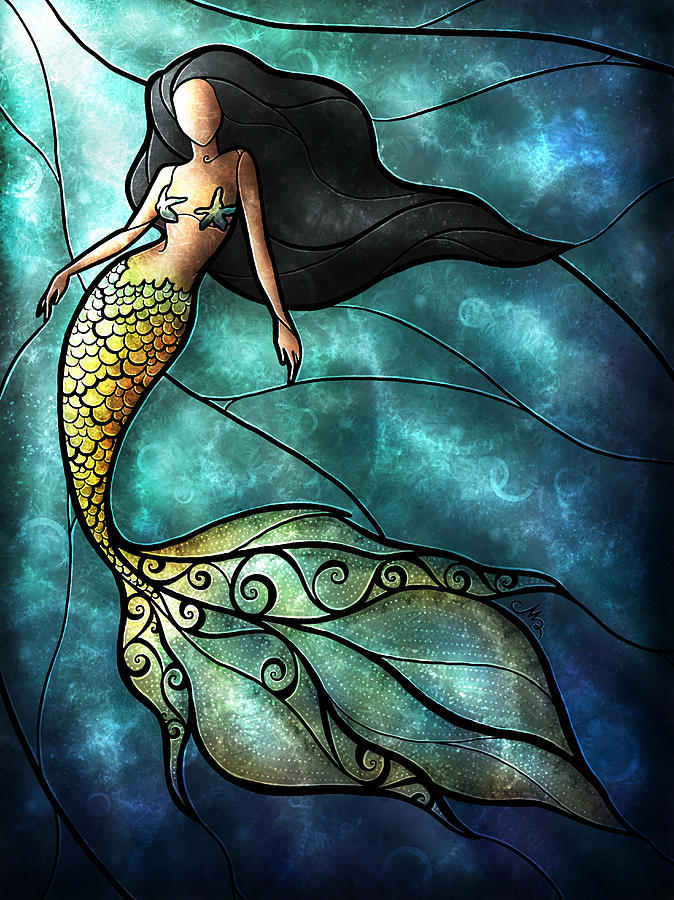 674x900 The Mermaid Digital Art By Mandie Manzano - Abstract Mermaid Painting