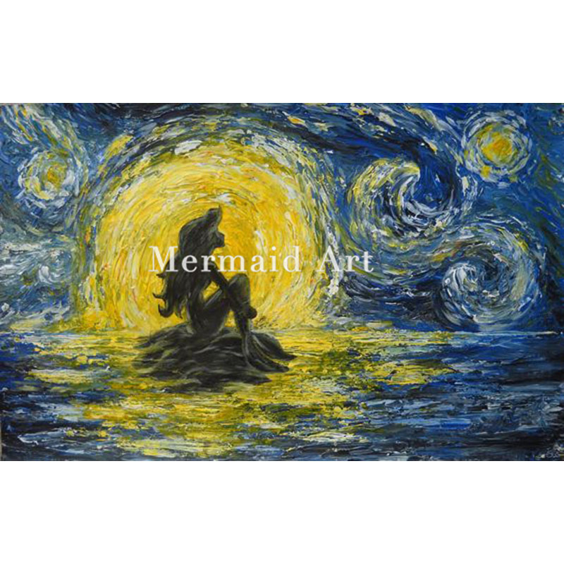800x800 Hand Paintedbstract Oil Painting Little Mermaid Vincent Will - Abstract Mermaid Painting