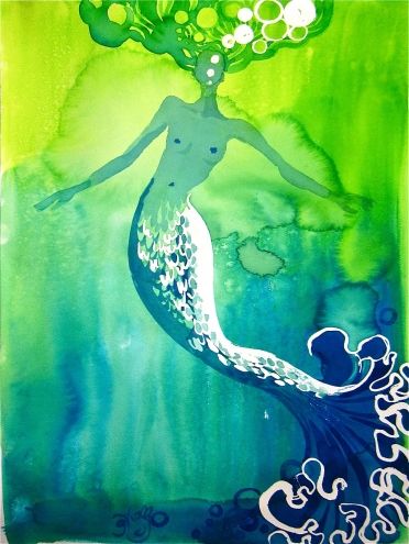 372x495 Figurative Original Art Paintings - Abstract Mermaid Painting