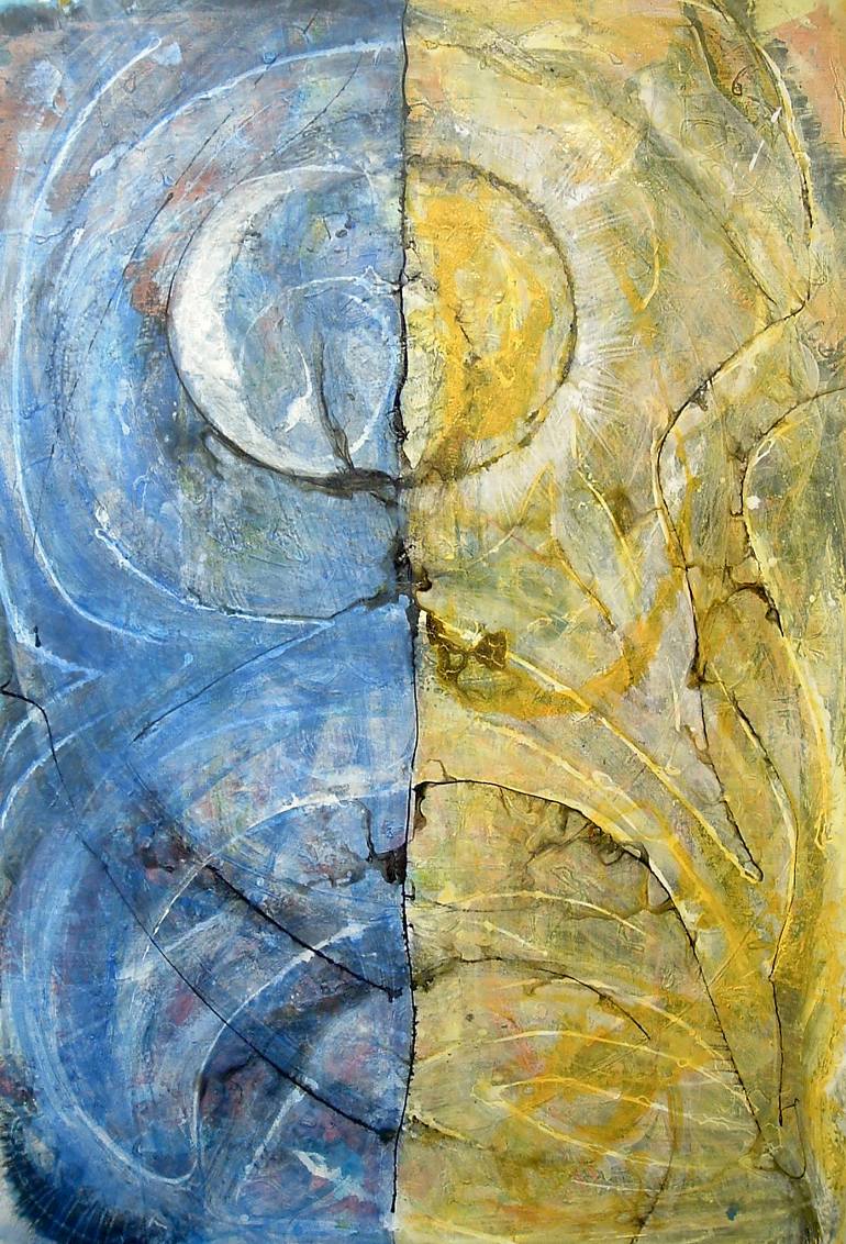 770x1132 Saatchi Art Between Sun And Moon, Original Abstract Painting - Abstract Moon Painting