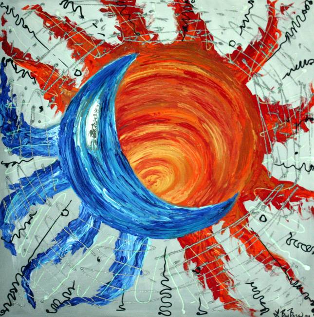 645x650 Sun And Moon By Laura Barbosa - Abstract Moon Painting