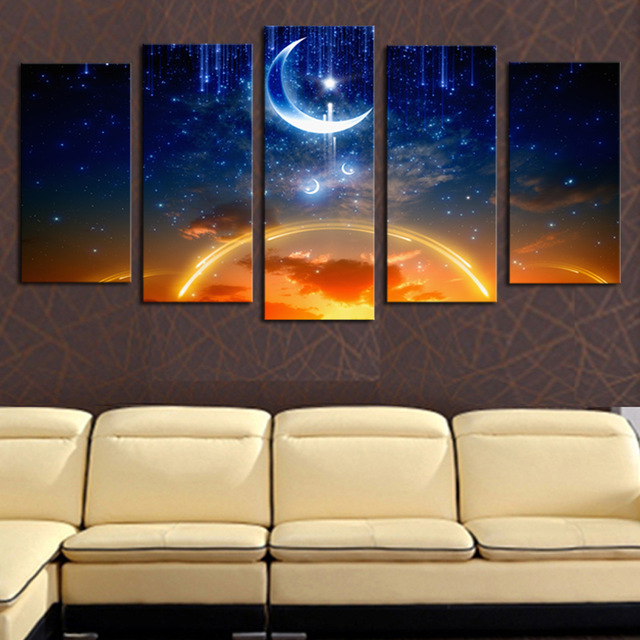 640x640 Unframed Abstract Moon Planet Landscape Paintings For Living Room - Abstract Moon Painting
