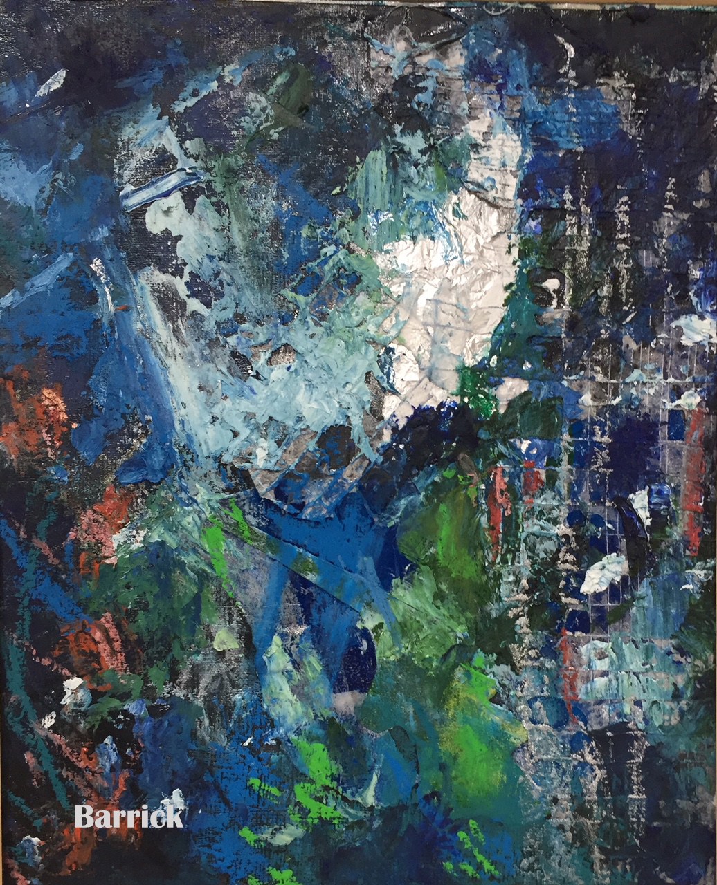 1036x1280 Abstract Moon Dreams Original Mixed Media By Barbara Barrick - Abstract Moon Painting