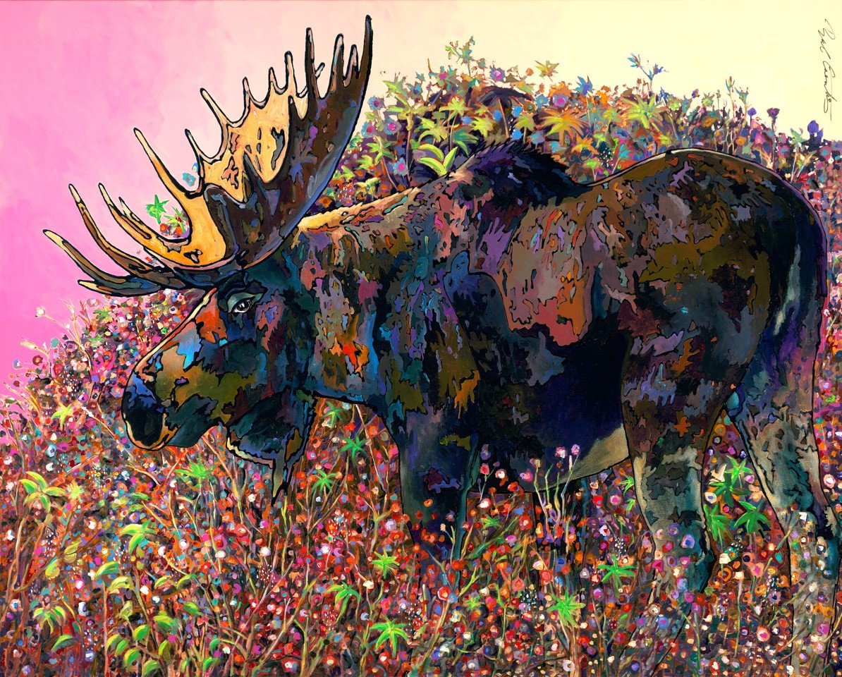 1194x960 Belly Deep Abstract Wildlife Painting By Bob Coonts Available - Abstract Moose Painting