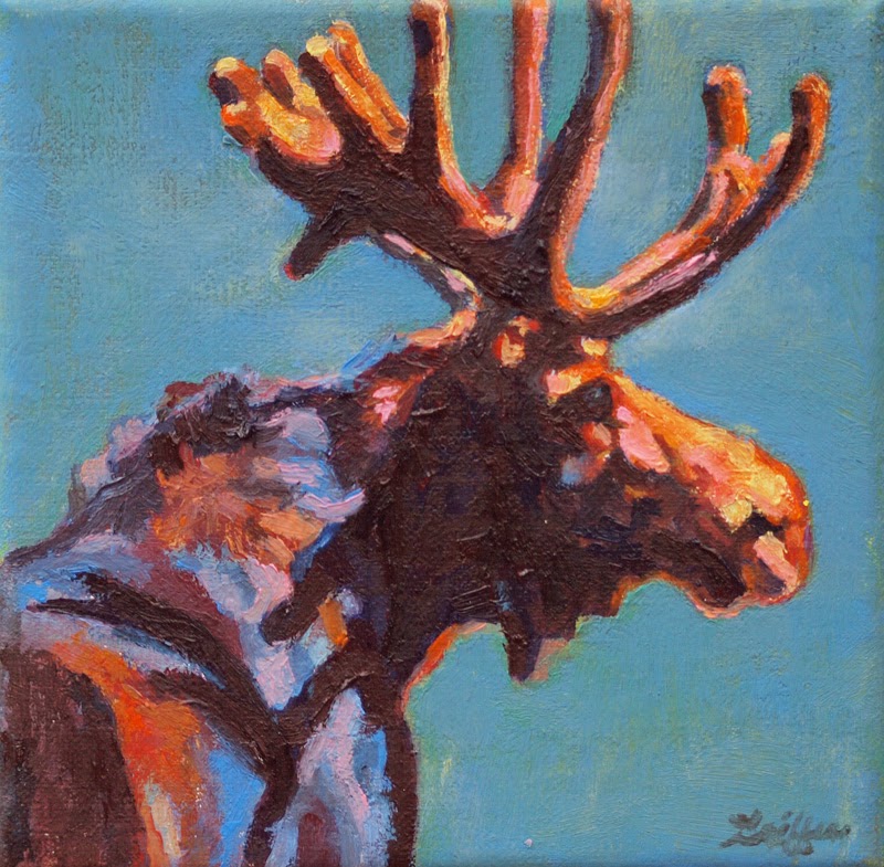 800x785 Daily Painters Abstract Gallery Colorful Contemporary Wildlife - Abstract Moose Painting