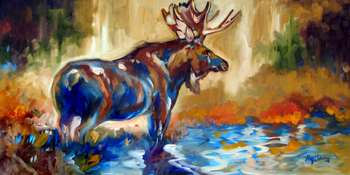 500x250 Painting Butterfly Abstract (Original Art By Marcia Baldwin) - Abstract Moose Painting