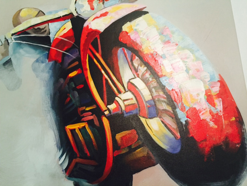 852x640 Modern Motorcycle Racer Oil Painting - Abstract Motorcycle Painting