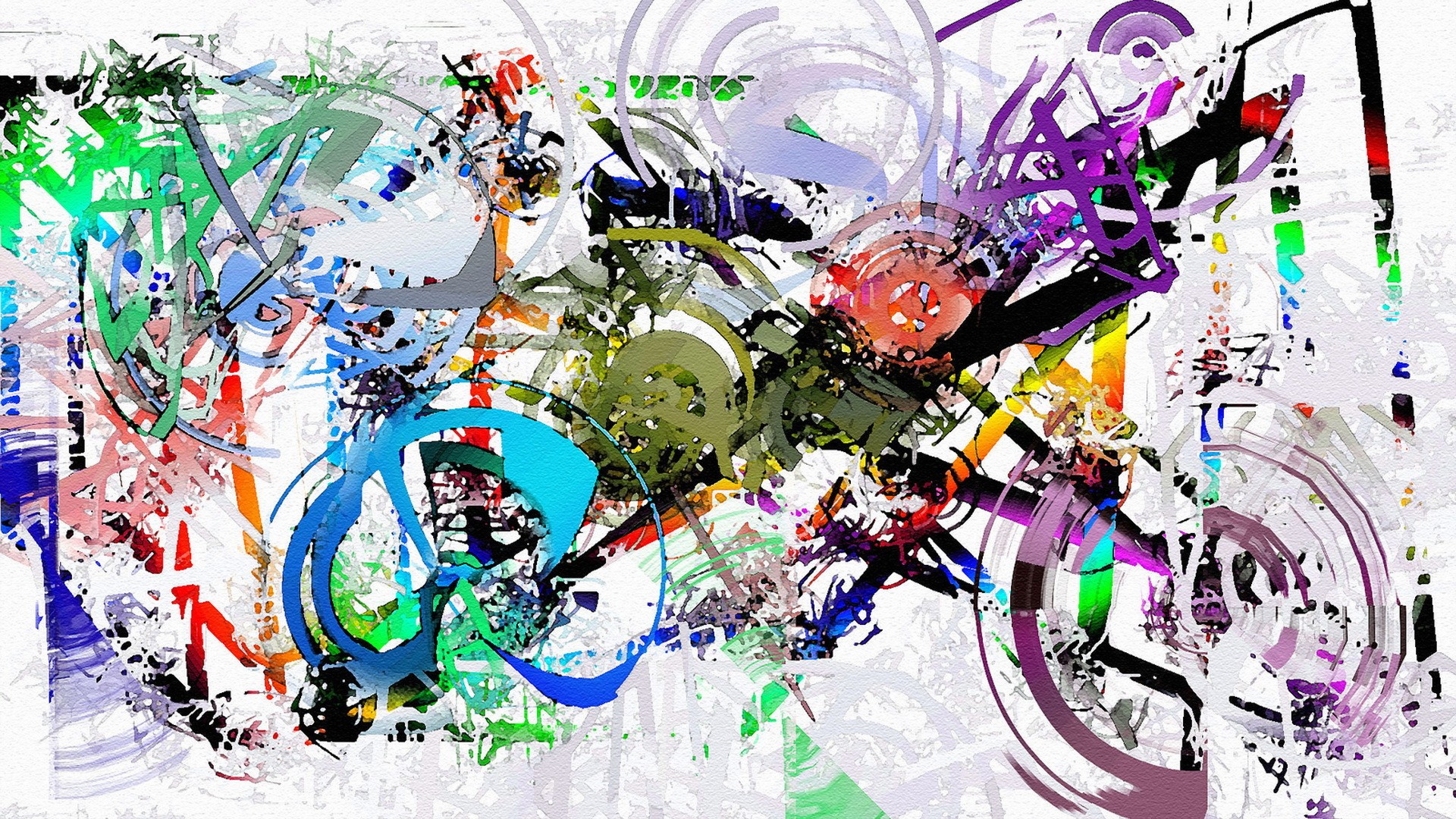 1920x1080 Wallpaper Drawing, Colorful, Painting, Illustration, Abstract - Abstract Motorcycle Painting