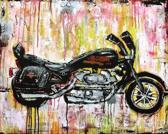570x456 Abstract Motorcycle Painting Harley Davidson Sportster - Abstract Motorcycle Painting