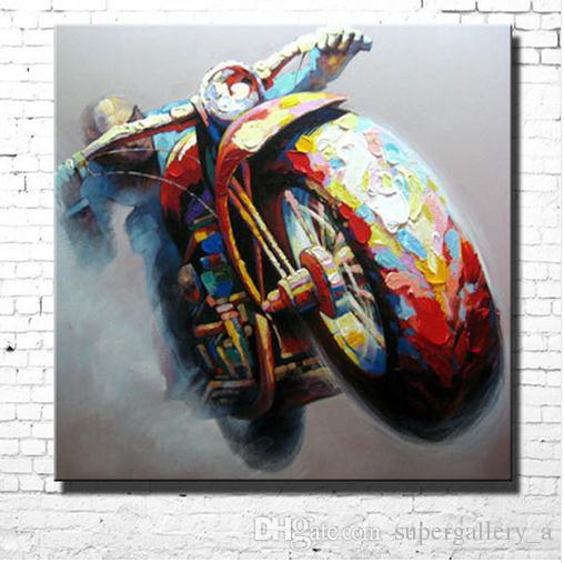 508x507 Framed Motorcycle,pure Hand Painted Modern Wall Decor Pop Art Oil - Abstract Motorcycle Painting
