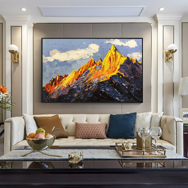 640x640 Canvas Acrylic Painting Abstract Mountain Palette Knife Painting - Abstract Mountain Painting