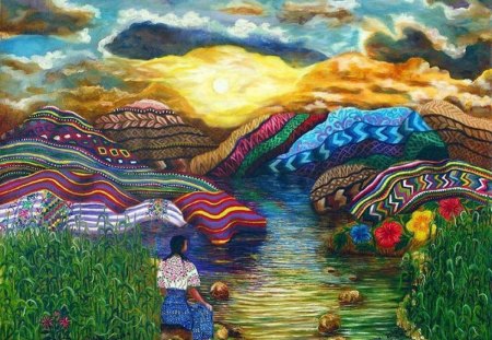 450x311 Colorful Mosaic Mountain Painting - Abstract Mountain Painting