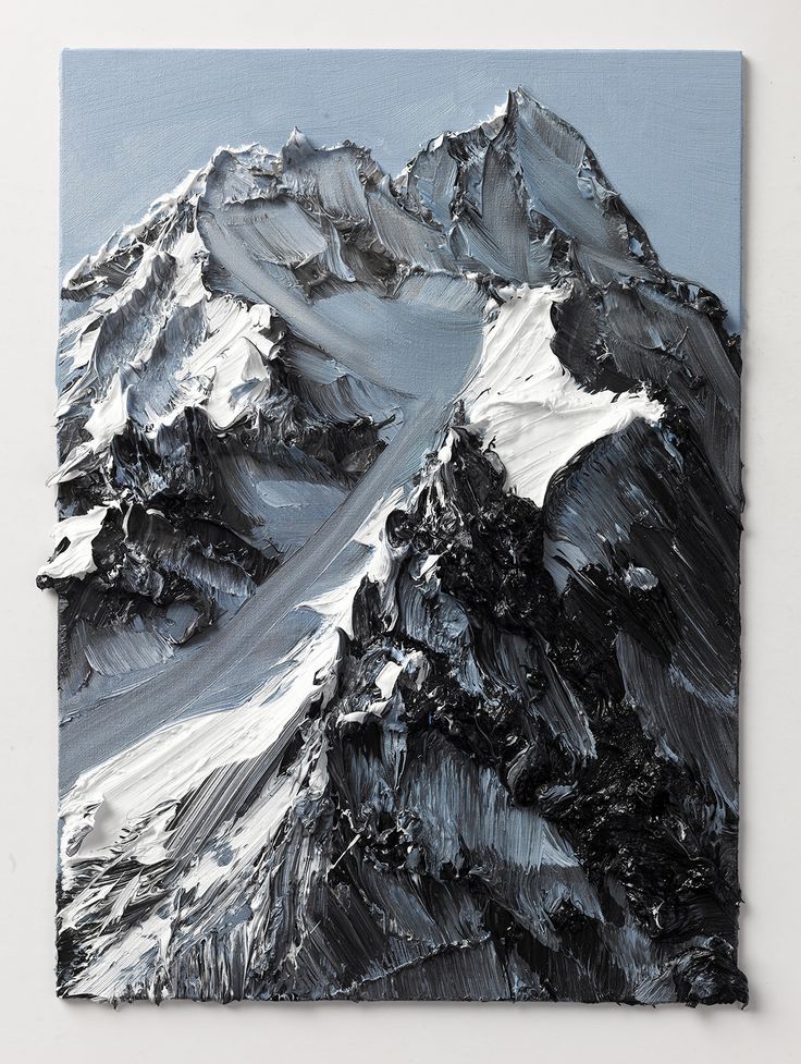 736x977 Conrad Jon Godly's Abstract Mountains Drip From The Canvas - Abstract Mountain Painting