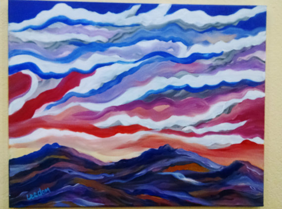 570x423 Mountain Oil Painting Abstract Landscape Original Oil - Abstract Mountain Painting