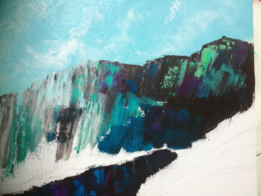 1000x750 Mountains Of Lake Louise, Alberta Acrylic Landscape - Abstract Mountain Painting