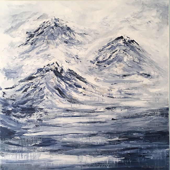 650x650 Original Abstract Art - Abstract Mountain Painting