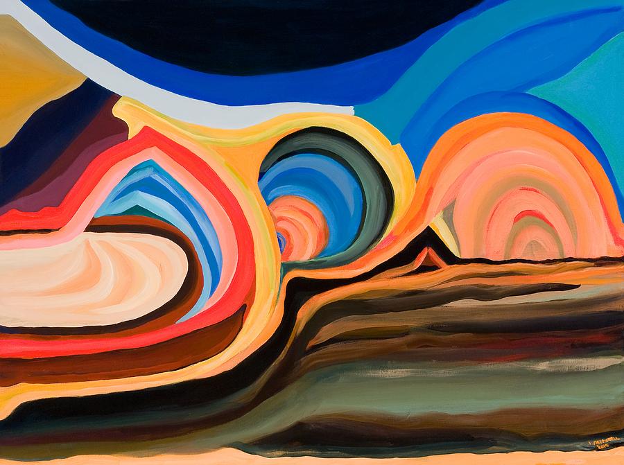 900x671 Abstract Mountain And Seascape Painting By Ida Mitchell - Abstract Mountain Painting