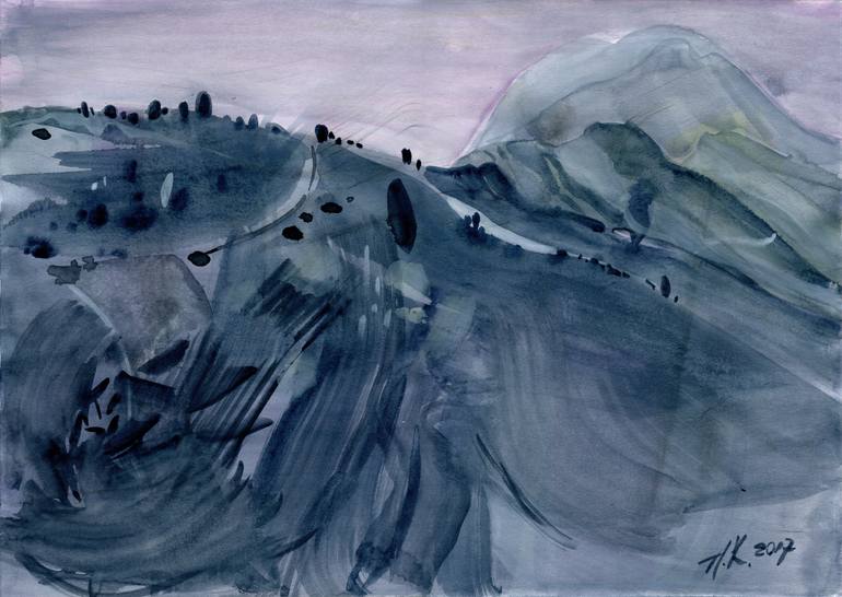 770x546 Saatchi Art Abstract Mountain Landscape. Painting By Asta - Abstract Mountain Painting