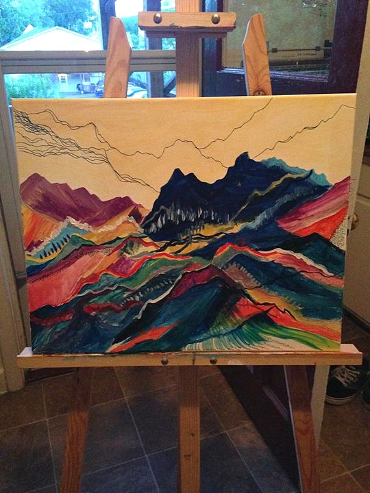 540x720 Abstract Mountain Range - Abstract Mountain Painting