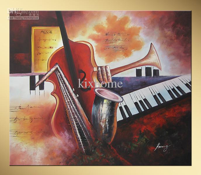 688x600 2018 Abstract Oil Painting Musical Instrument,bowang Happy Notes - Abstract Music Painting