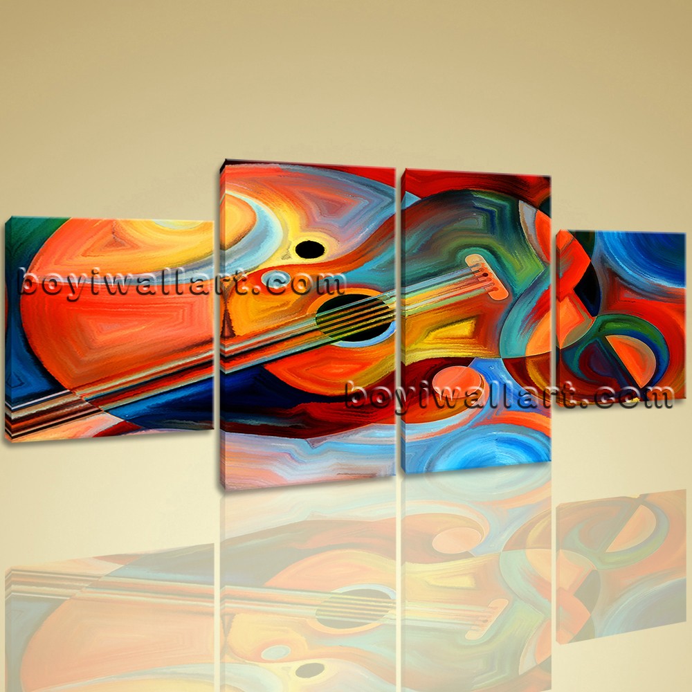 1000x1000 Large Abstract Music Painting Guitar Wall Art Modern Dining Room 4 - Abstract Music Painting