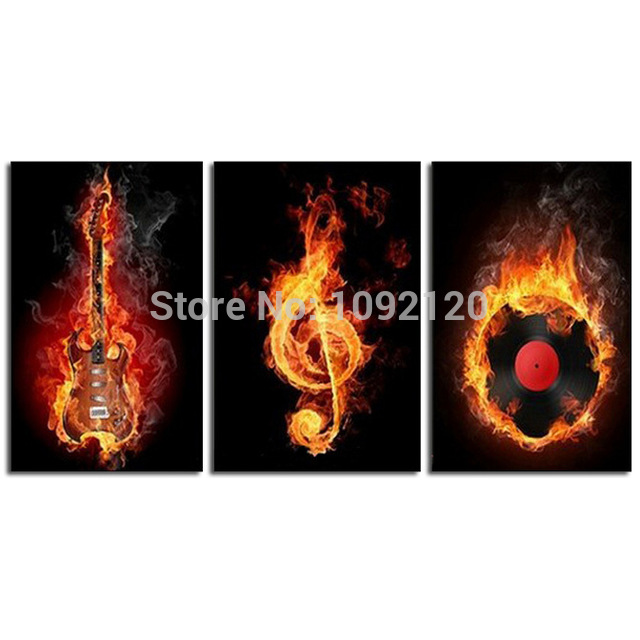 640x640 3 Panels Pictures 100% Handpainted High Quality Large Abstract - Abstract Music Painting