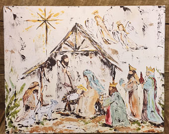 340x270 Nativity Painting Etsy - Abstract Nativity Painting