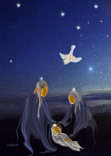 464x650 The Nativity By Valerie Anne Kelly - Abstract Nativity Painting